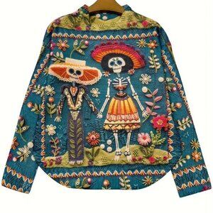 LAST ONE Artsy Day Of The Dead Fairytale Fantasy Colourful Crew Neck Sweater